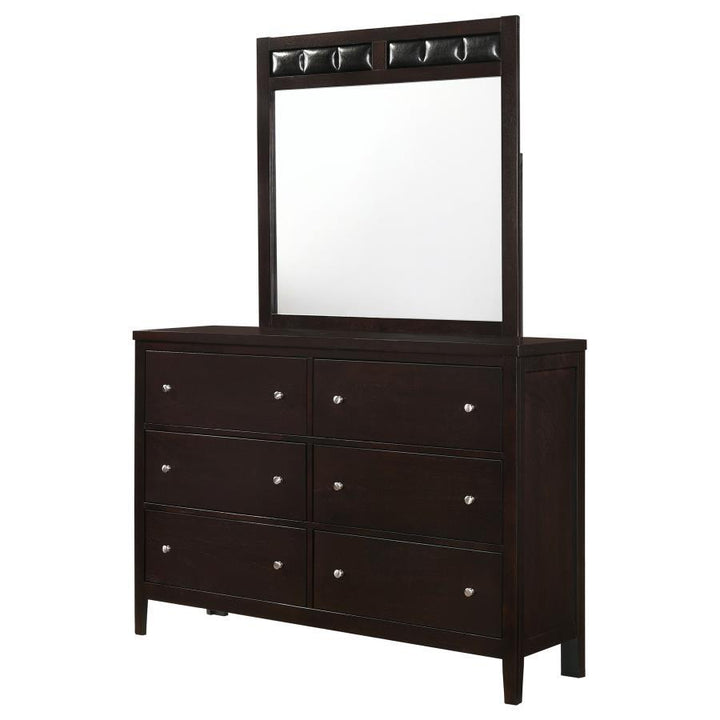 Carlton - 6 - Drawer Dresser With Mirror - Cappuccino Dresser &amp; Mirror modern furniture Contempo Furniture