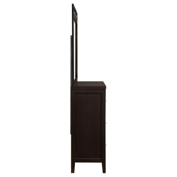 Carlton - 6 - Drawer Dresser With Mirror - Cappuccino Dresser &amp; Mirror modern furniture Contempo Furniture