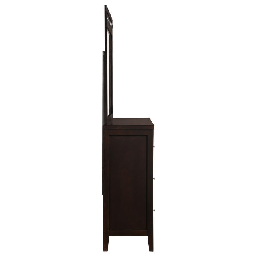 Carlton - 6 - Drawer Dresser With Mirror - Cappuccino Dresser & Mirror modern furniture Contempo Furniture