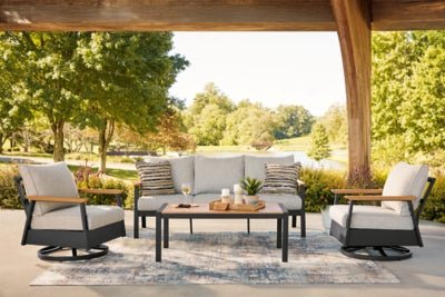 Carmel Highlands Outdoor Sofa/Chairs/Table (Set of 4) - Dark Brown 4 Piece Outdoor Set modern furniture Contempo Furniture