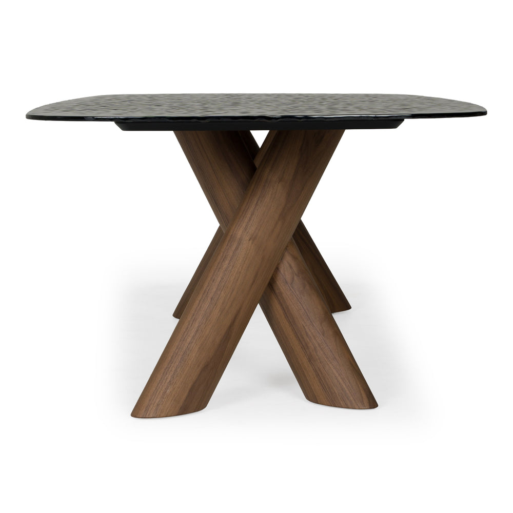 Carnaby - Modern Dark Grey Glass + Walnut Dining Table - View 3