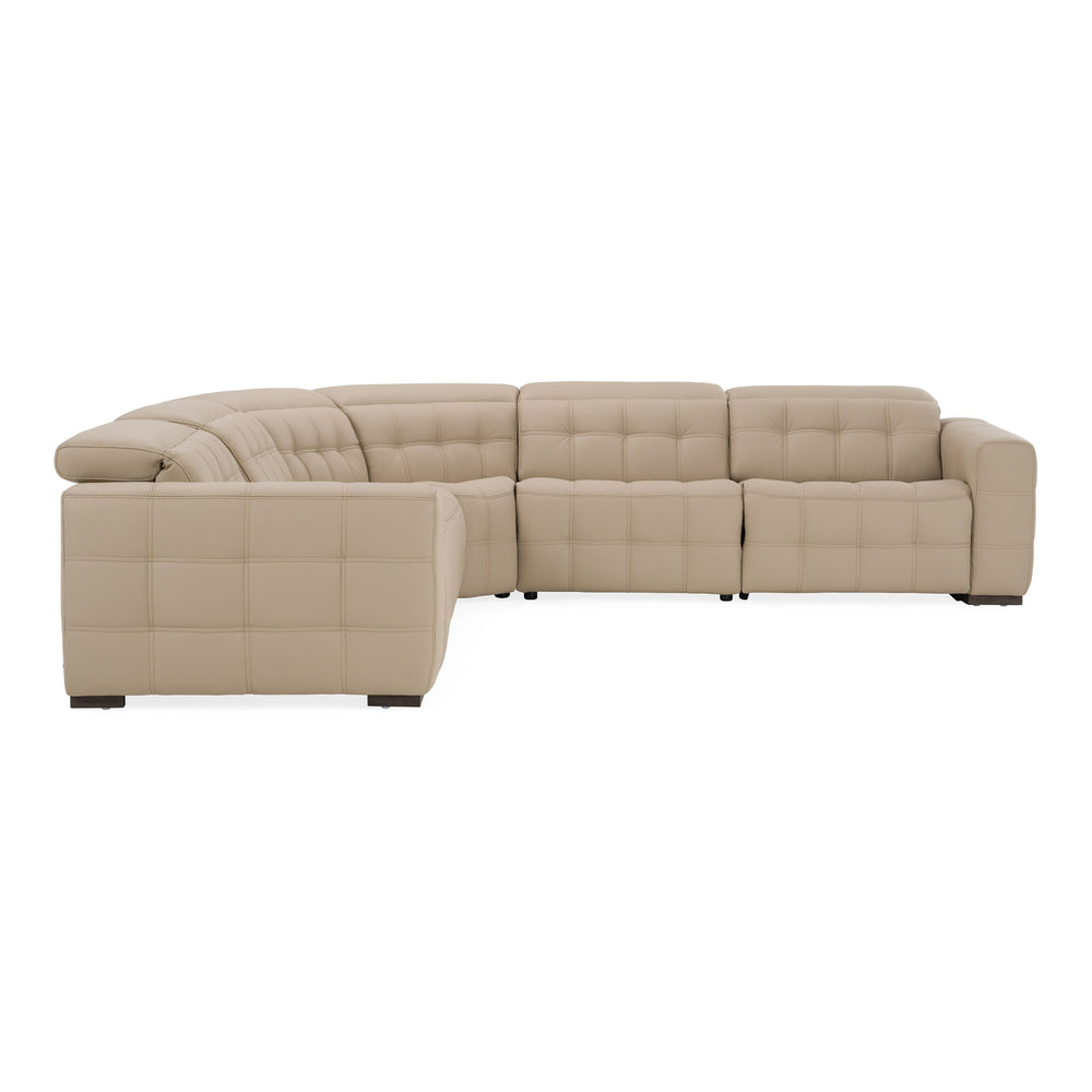 Carney - Modern Beige Leather Sectional Sofa + 3 Recliners - View 3