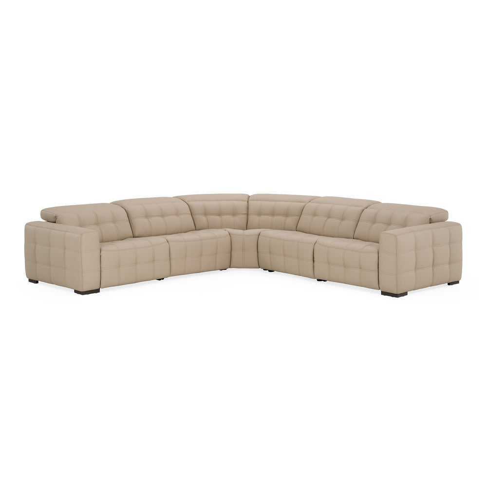 Carney - Modern Beige Leather Sectional Sofa + 3 Recliners