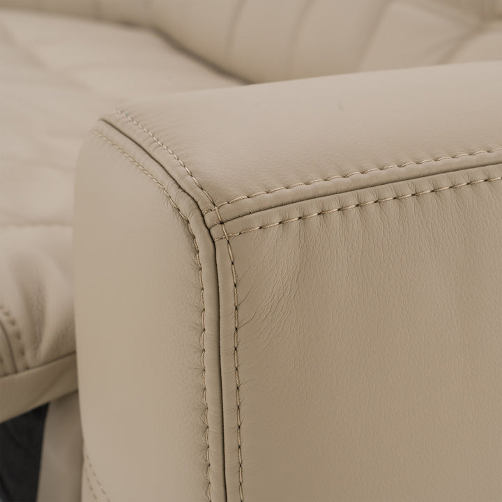 Carney - Modern Beige Leather Sectional Sofa + 3 Recliners