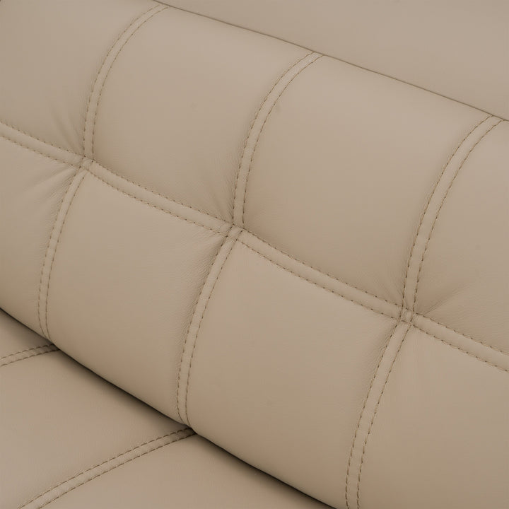 Carney - Modern Beige Leather Sectional Sofa + 3 Recliners