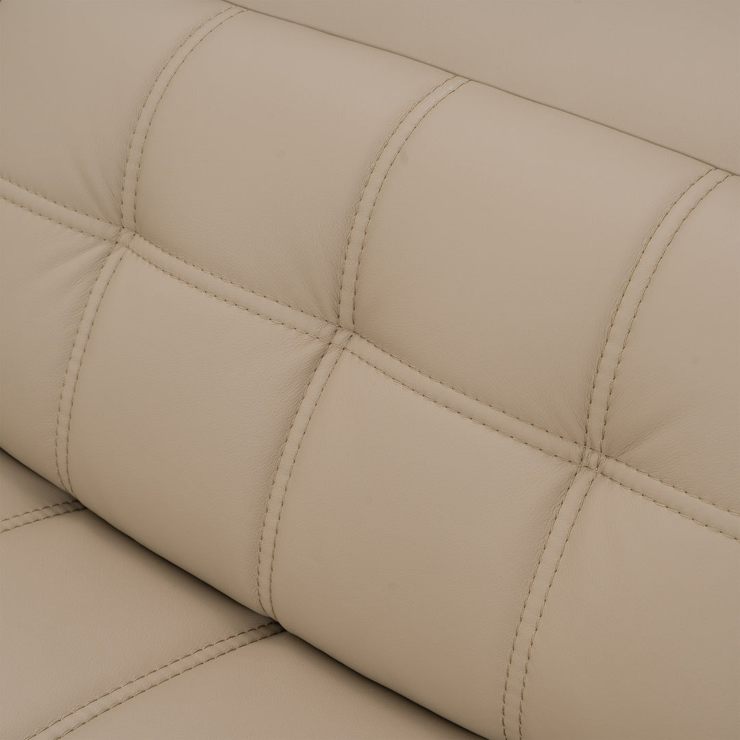 Carney - Modern Beige Leather Sectional Sofa + 3 Recliners