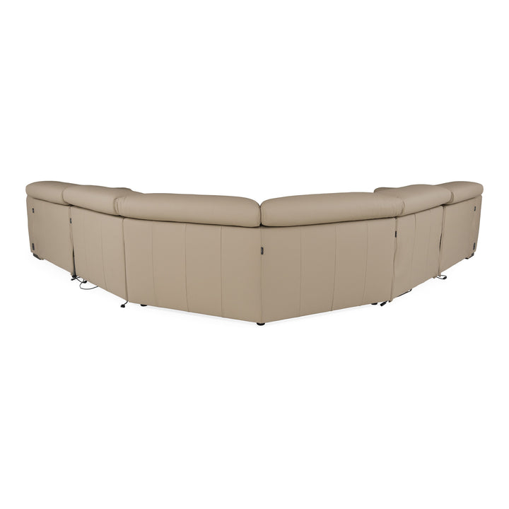 Carney - Modern Beige Leather Sectional Sofa + 3 Recliners