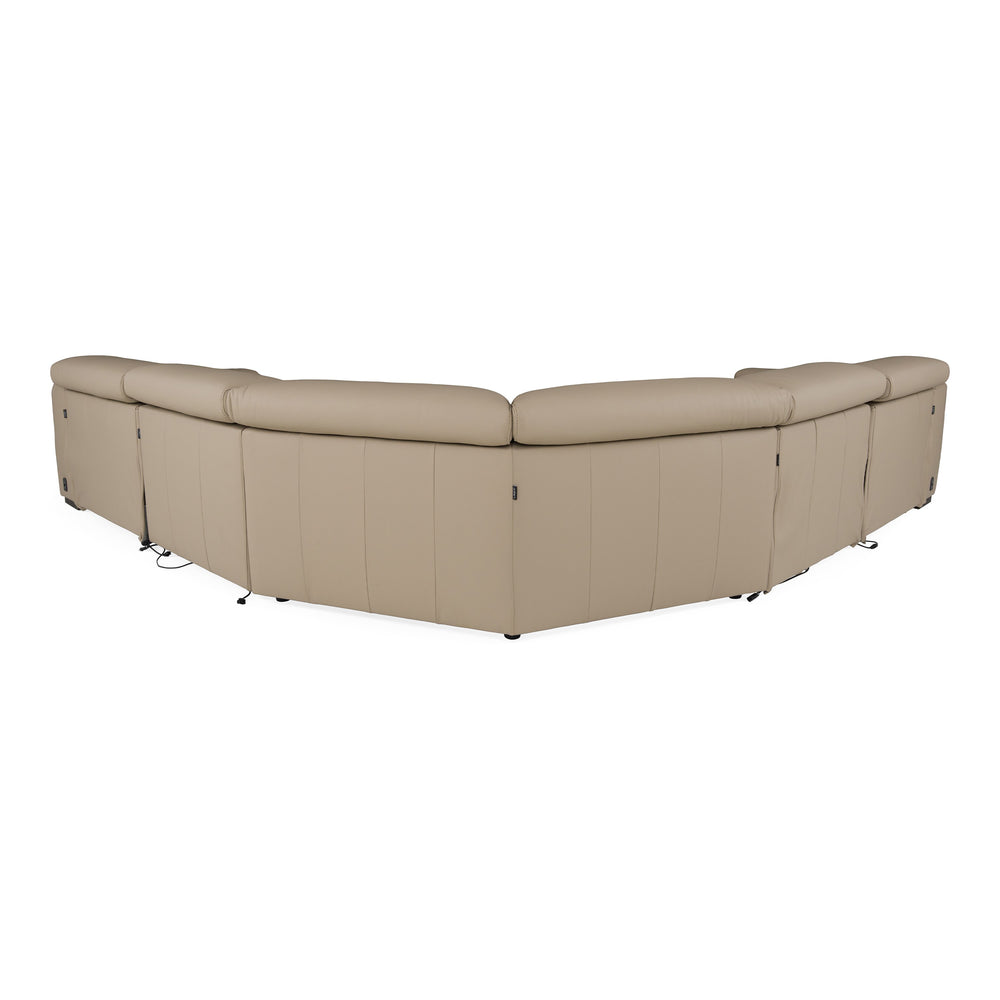 Carney - Modern Beige Leather Sectional Sofa + 3 Recliners - View 5