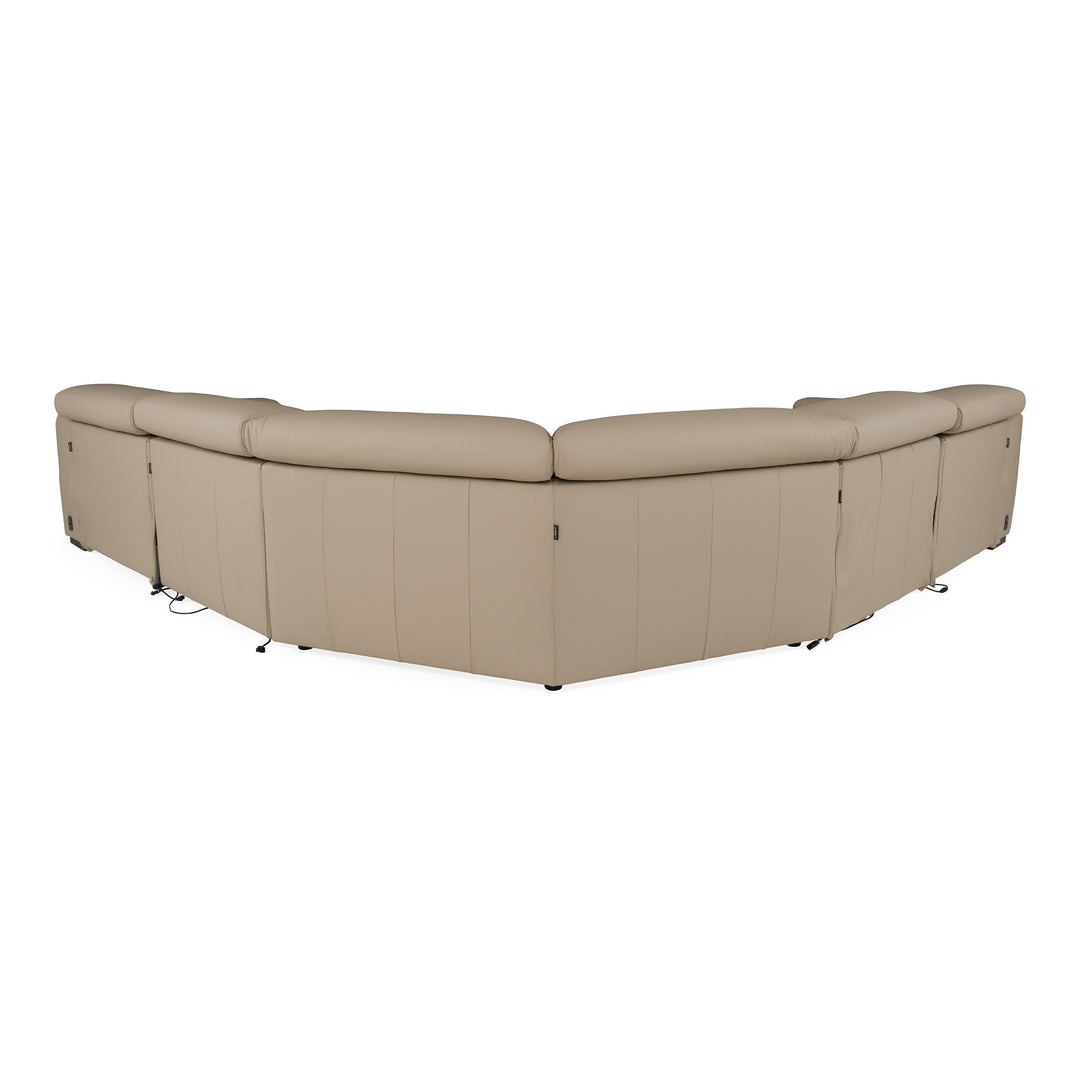 Carney - Modern Beige Leather Sectional Sofa + 3 Recliners