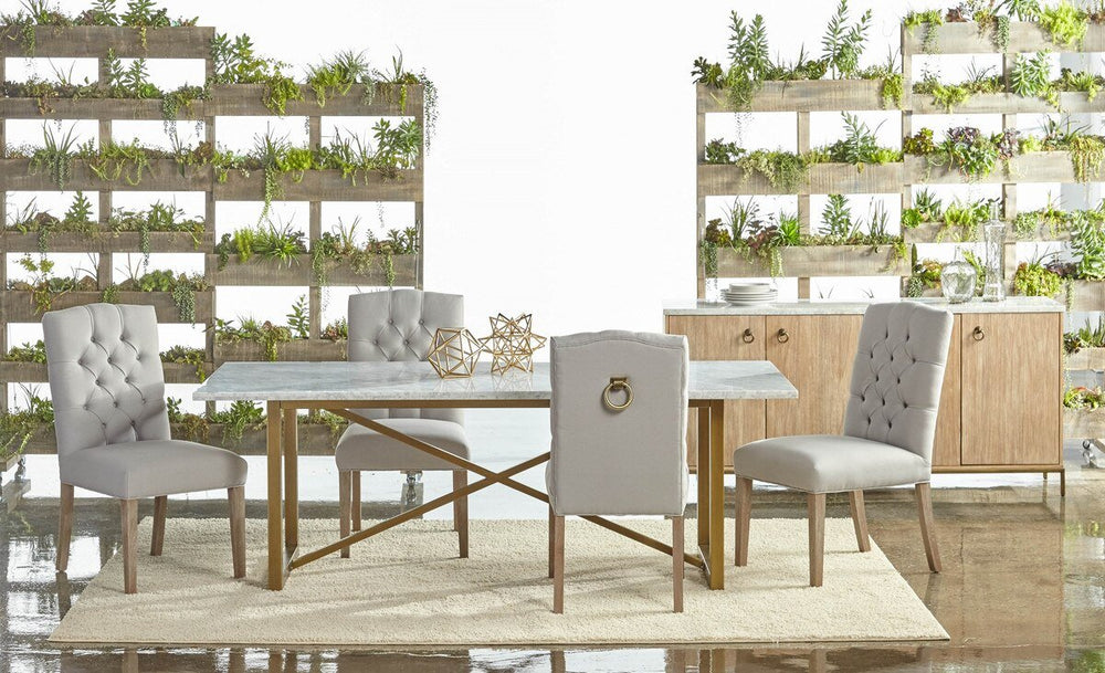 Carrera Dining Table White Carrera Marble - Brushed Gold Dining Table modern furniture Contempo Furniture
