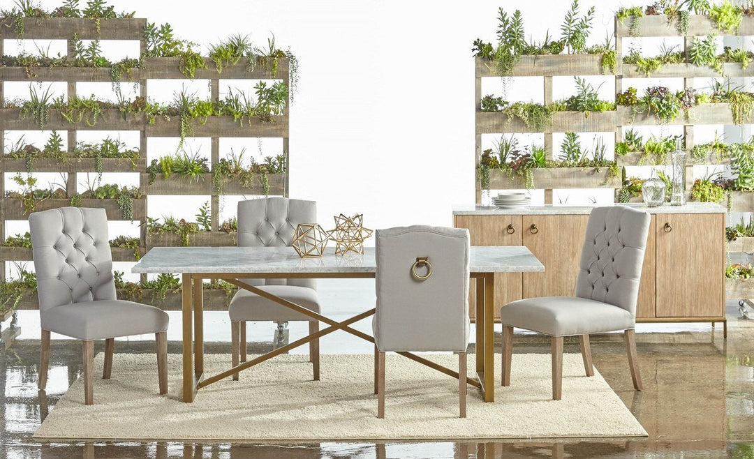 Carrera Dining Table White Carrera Marble - Brushed Gold Dining Table modern furniture Contempo Furniture