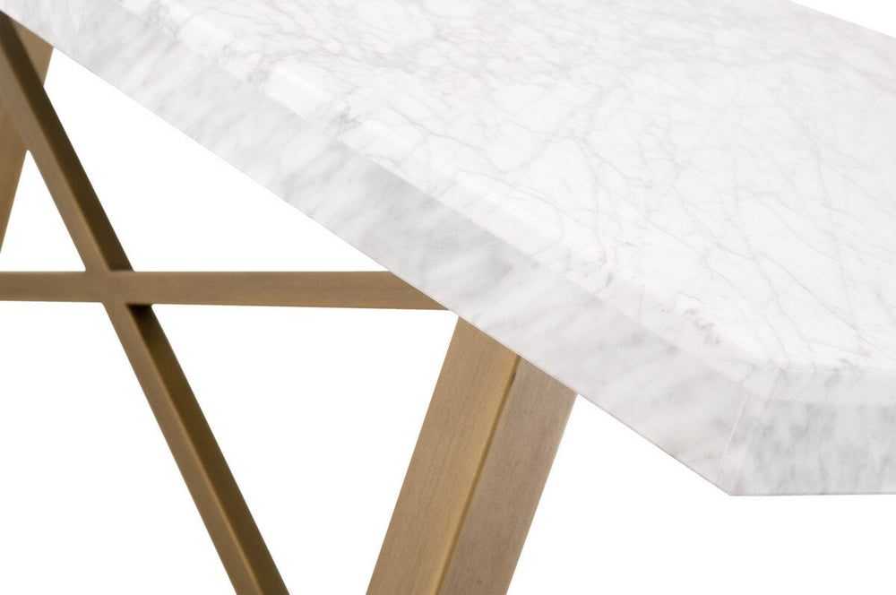 Carrera Dining Table White Carrera Marble - Brushed Gold Dining Table modern furniture Contempo Furniture