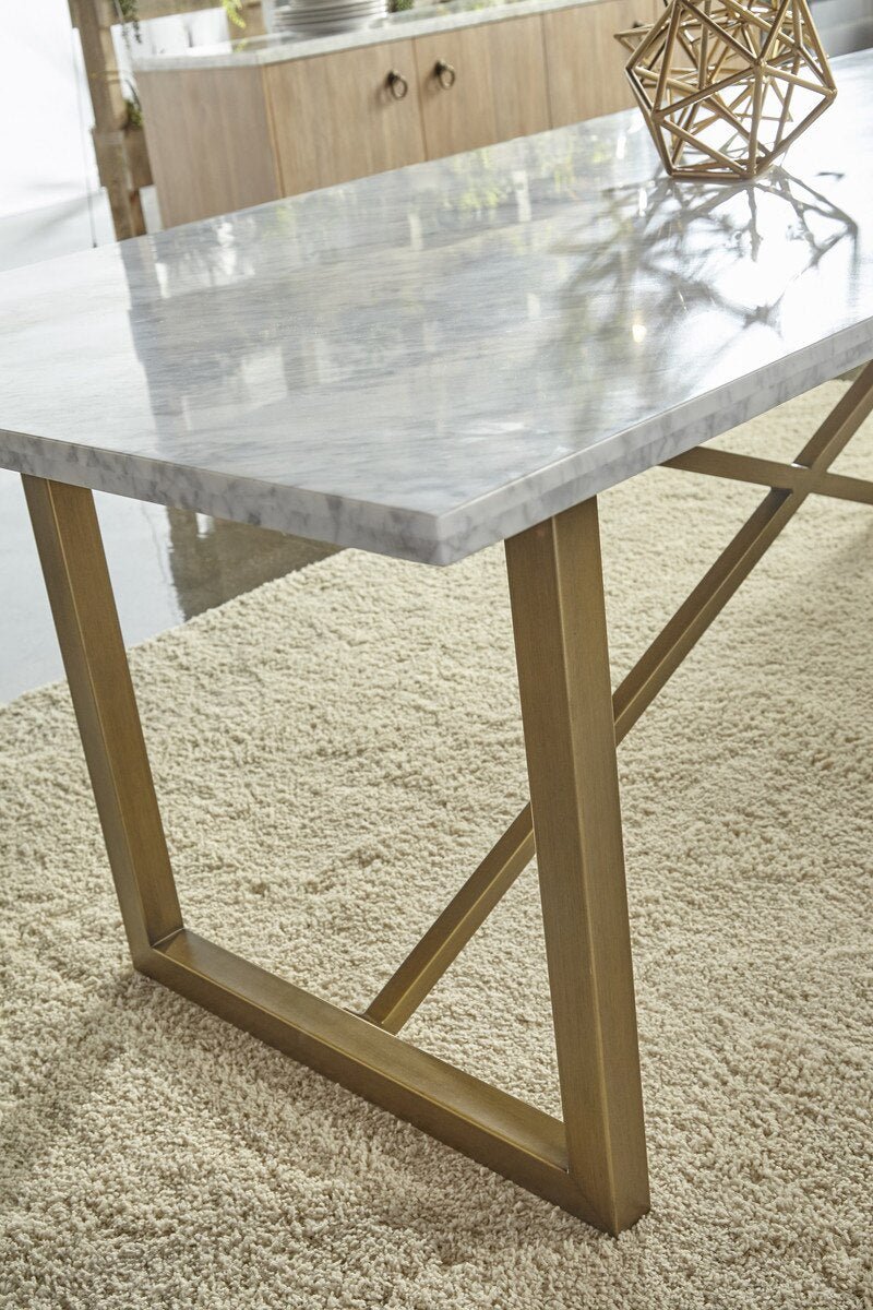 Carrera Dining Table White Carrera Marble - Brushed Gold Dining Table modern furniture Contempo Furniture