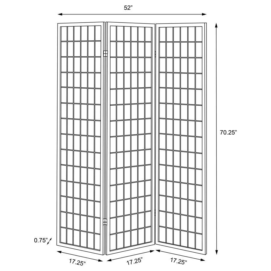 Carrie - 3 - Panel Room Divider Folding Shoji Screen - Black Room Divider modern furniture Contempo Furniture