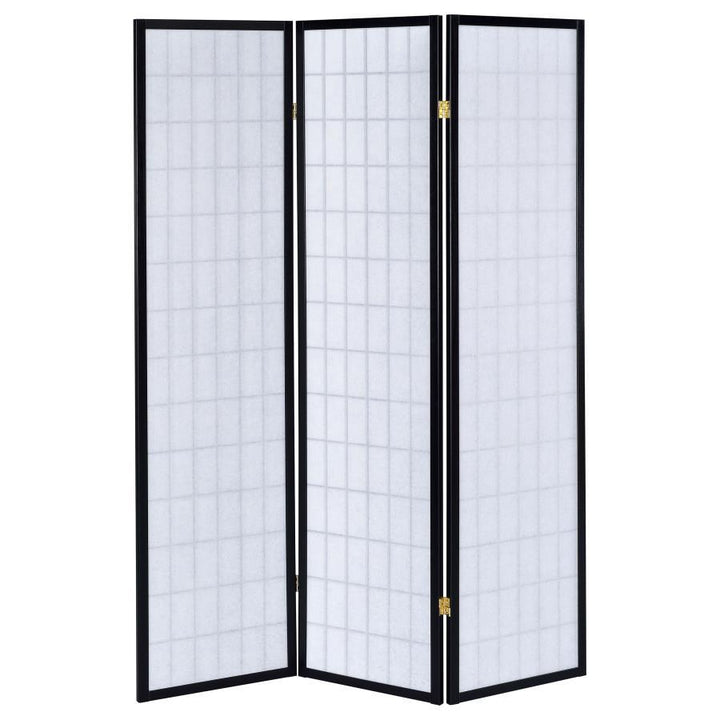 Carrie - 3 - Panel Room Divider Folding Shoji Screen - Black Room Divider modern furniture Contempo Furniture