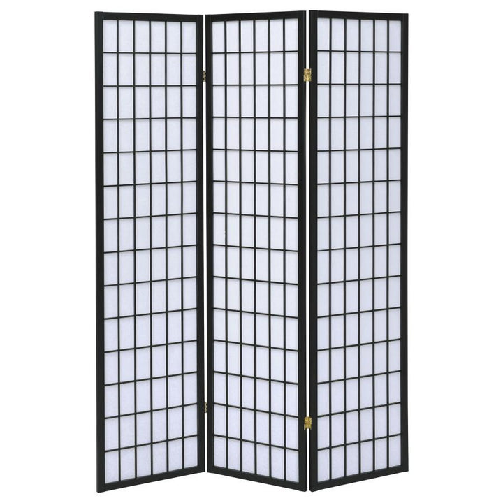 Carrie - 3 - Panel Room Divider Folding Shoji Screen - Black Room Divider modern furniture Contempo Furniture