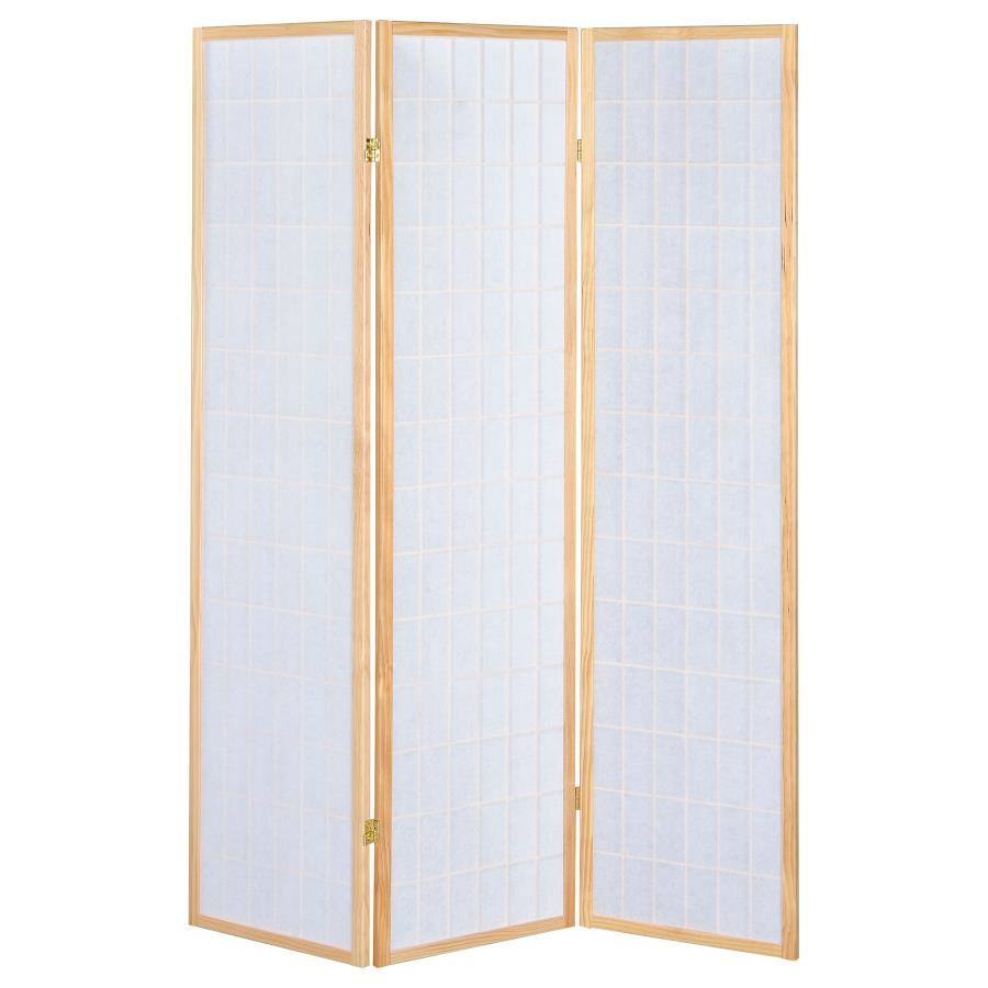 Carrie - 3 - Panel Room Divider Folding Shoji Screen - Natural Room Divider modern furniture Contempo Furniture