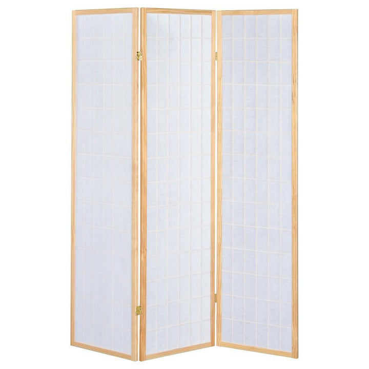 Carrie - 3 - Panel Room Divider Folding Shoji Screen - Natural Room Divider modern furniture Contempo Furniture