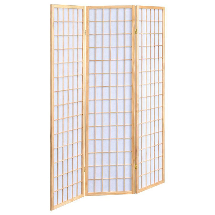 Carrie - 3 - Panel Room Divider Folding Shoji Screen - Natural Room Divider modern furniture Contempo Furniture