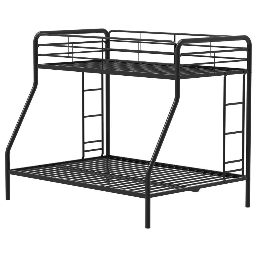 Carson - Metal Twin Over Full Bunk Bed - Glossy Black Bunk Bed modern furniture Contempo Furniture
