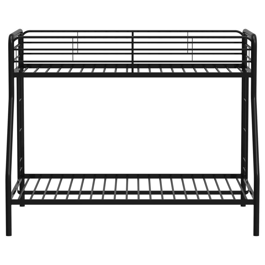 Carson - Metal Twin Over Full Bunk Bed - Glossy Black Bunk Bed modern furniture Contempo Furniture