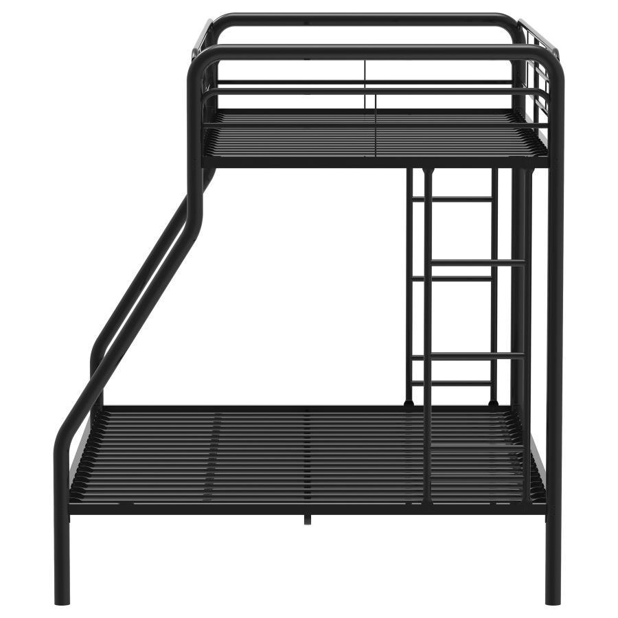 Carson - Metal Twin Over Full Bunk Bed - Glossy Black Bunk Bed modern furniture Contempo Furniture
