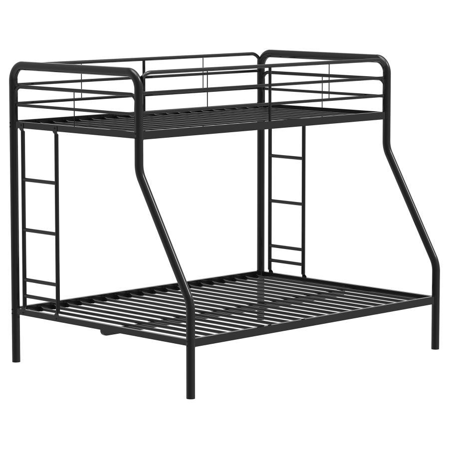 Carson - Metal Twin Over Full Bunk Bed - Glossy Black Bunk Bed modern furniture Contempo Furniture