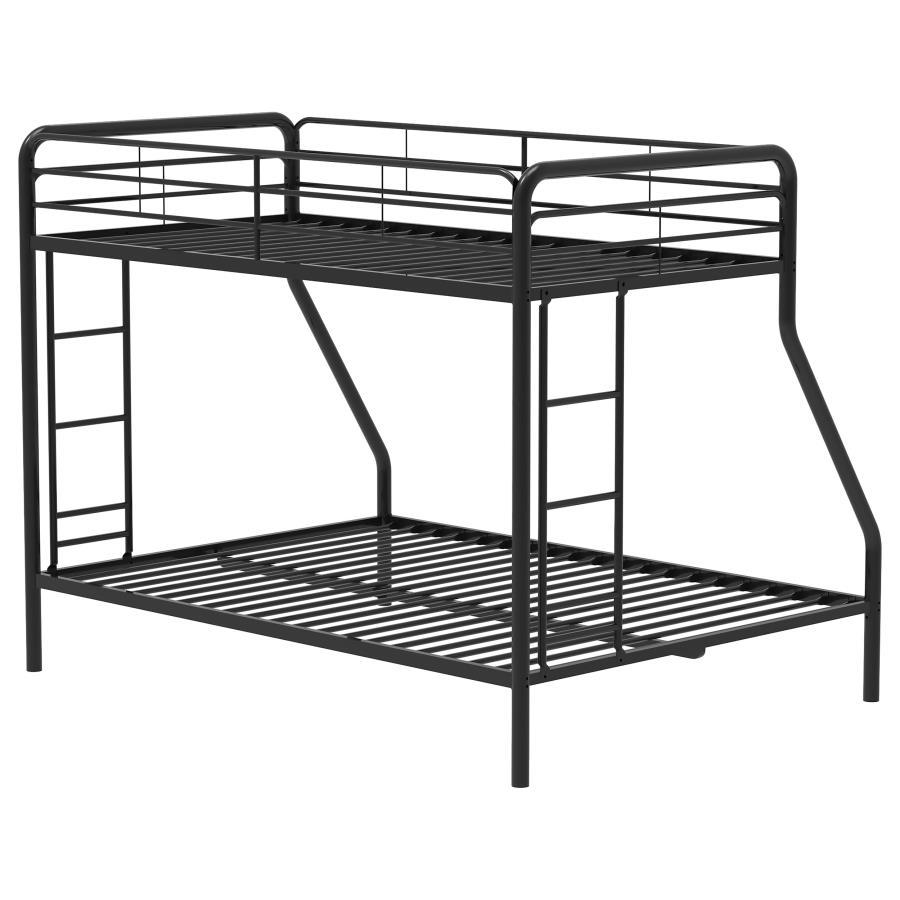 Carson - Metal Twin Over Full Bunk Bed - Glossy Black Bunk Bed modern furniture Contempo Furniture
