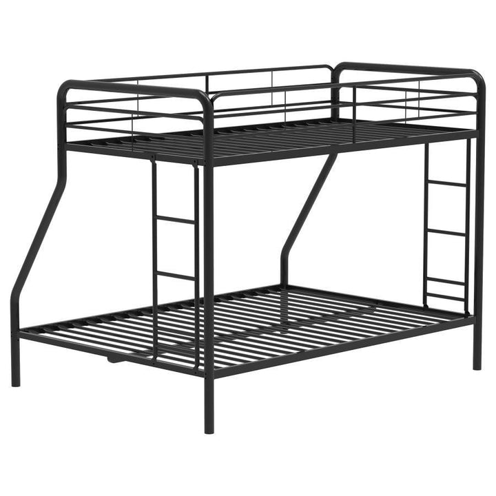 Carson - Metal Twin Over Full Bunk Bed - Glossy Black Bunk Bed modern furniture Contempo Furniture