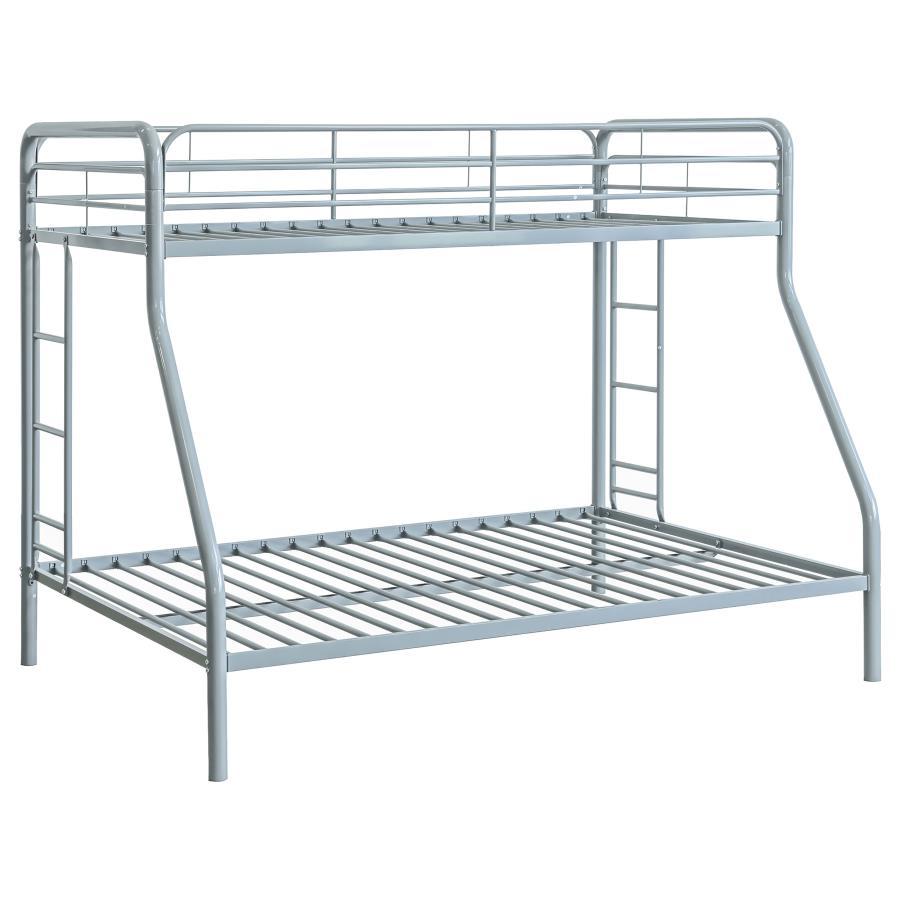 Carson - Metal Twin Over Full Bunk Bed - Glossy Silver Bunk Bed modern furniture Contempo Furniture