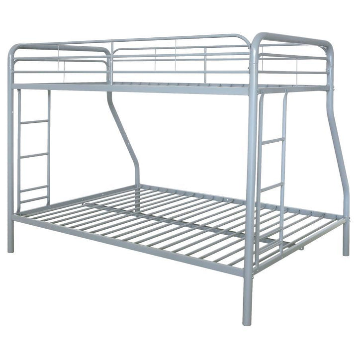 Carson - Metal Twin Over Full Bunk Bed - Glossy Silver Bunk Bed modern furniture Contempo Furniture