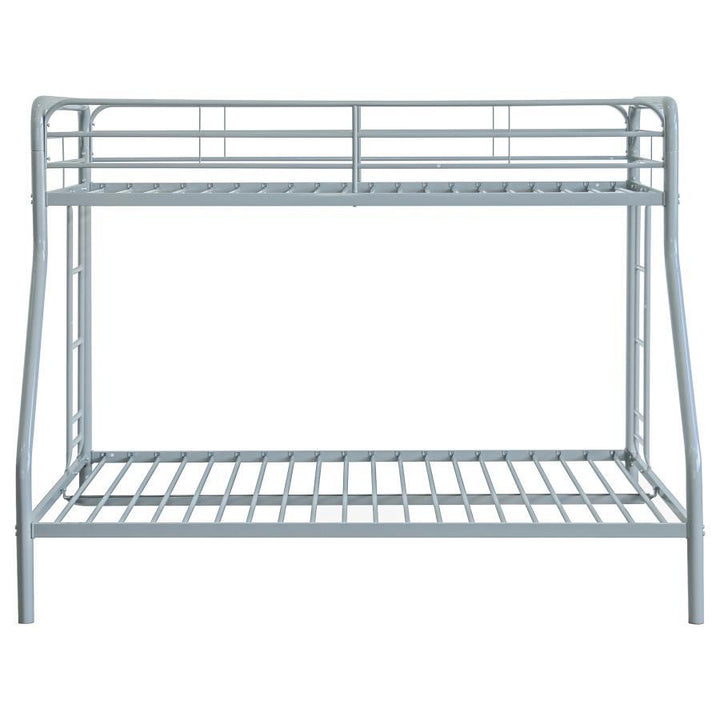 Carson - Metal Twin Over Full Bunk Bed - Glossy Silver Bunk Bed modern furniture Contempo Furniture
