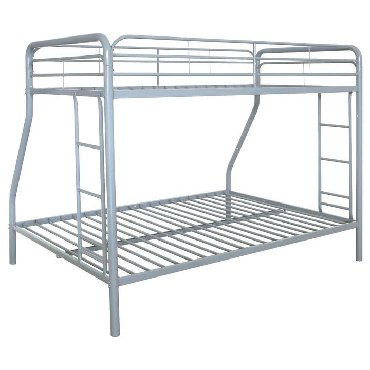 Carson - Metal Twin Over Full Bunk Bed - Glossy Silver Bunk Bed modern furniture Contempo Furniture