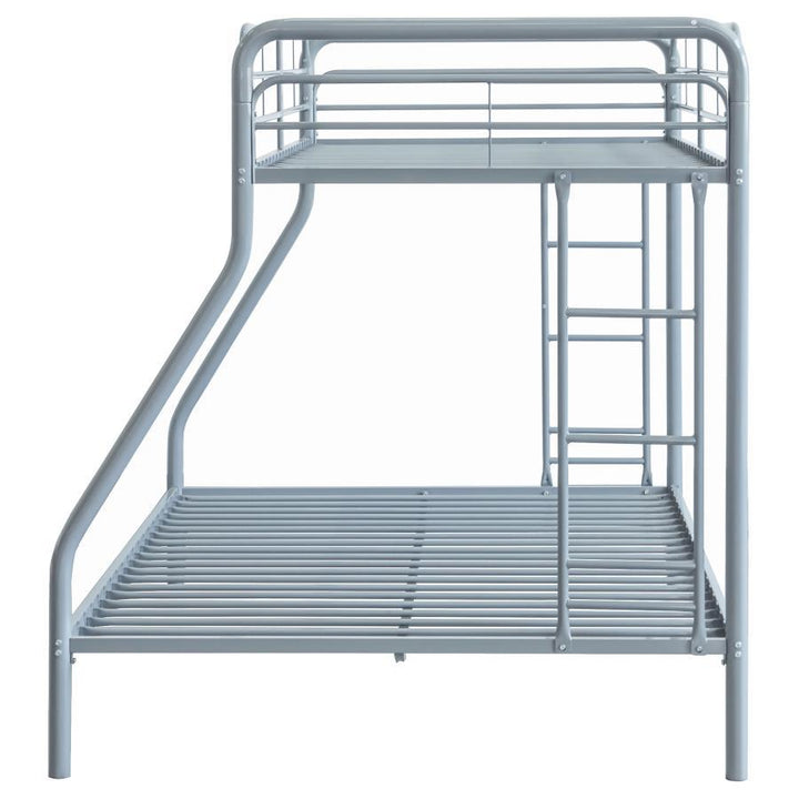 Carson - Metal Twin Over Full Bunk Bed - Glossy Silver Bunk Bed modern furniture Contempo Furniture