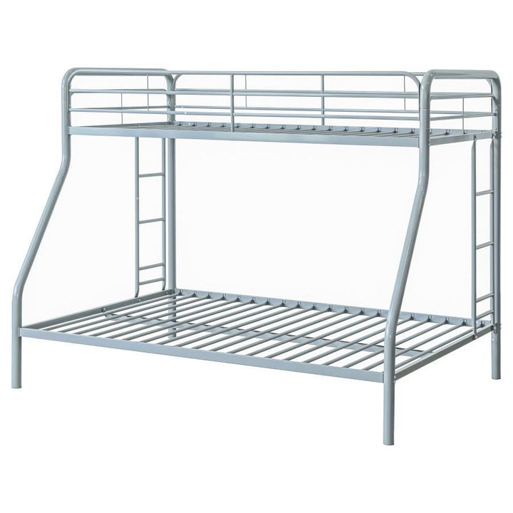 Carson - Metal Twin Over Full Bunk Bed - Glossy Silver Bunk Bed modern furniture Contempo Furniture