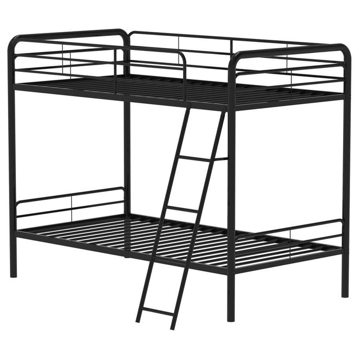 Carson - Metal Twin Over Twin Bunk Bed - Glossy Black Bunk Bed modern furniture Contempo Furniture