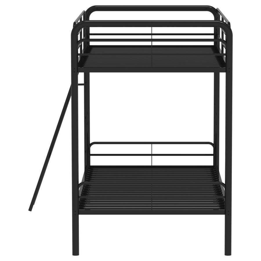 Carson - Metal Twin Over Twin Bunk Bed - Glossy Black Bunk Bed modern furniture Contempo Furniture