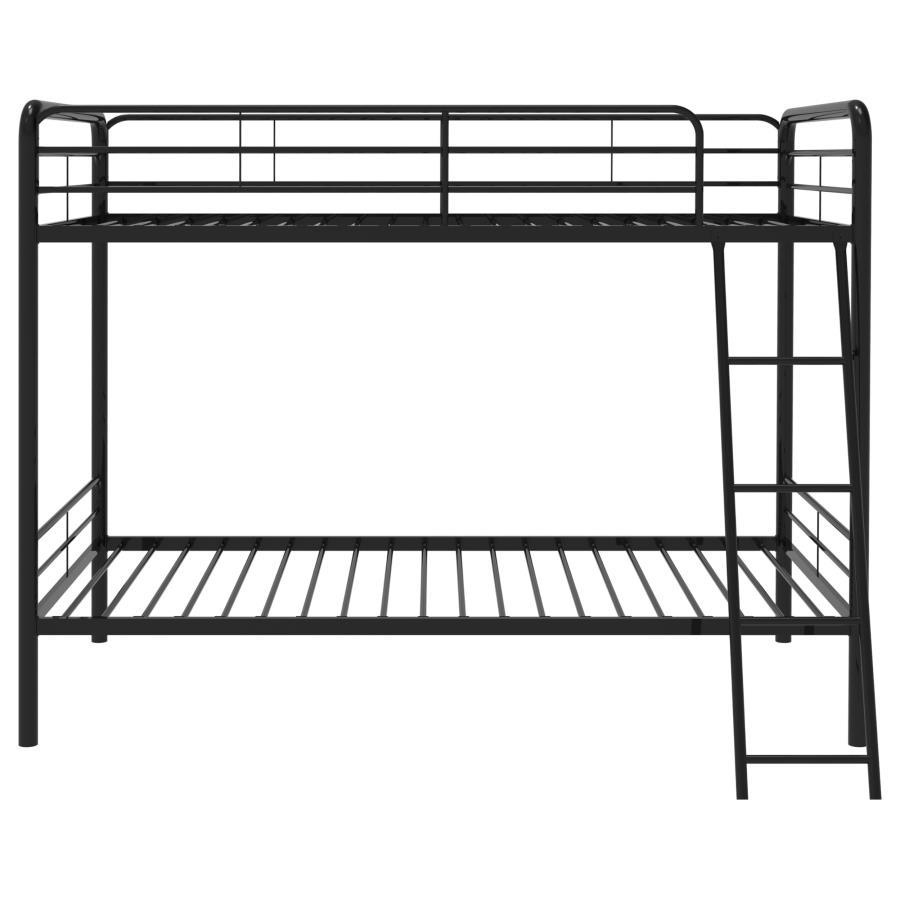 Carson - Metal Twin Over Twin Bunk Bed - Glossy Black Bunk Bed modern furniture Contempo Furniture