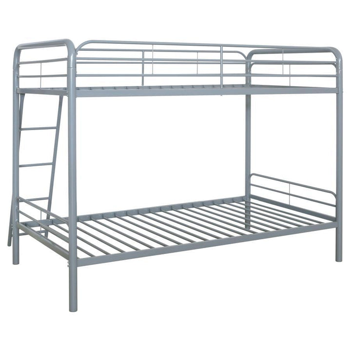 Carson - Metal Twin Over Twin Bunk Bed - Glossy Silver Bunk Bed modern furniture Contempo Furniture