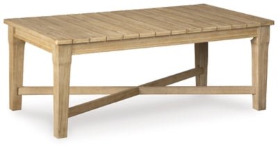 Carter Hall Outdoor Coffee Table - Beige | Ashley Furniture
