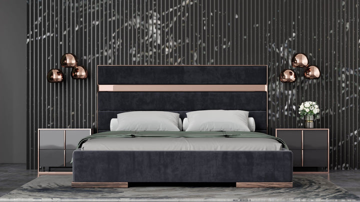 Cartier Modern Black &amp; Rosegold Bedroom Set