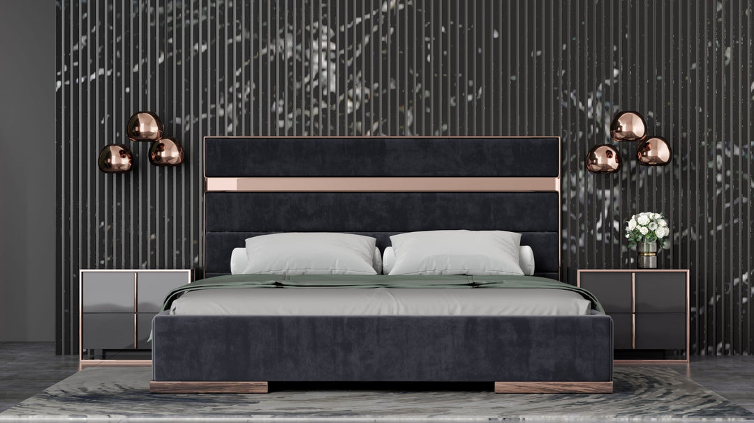 Cartier Modern Black Velvet & Rosegold Bed