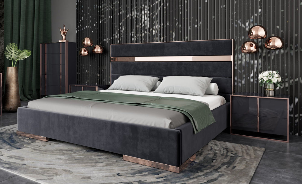 Cartier Modern Black Velvet & Rosegold Bed - View 2