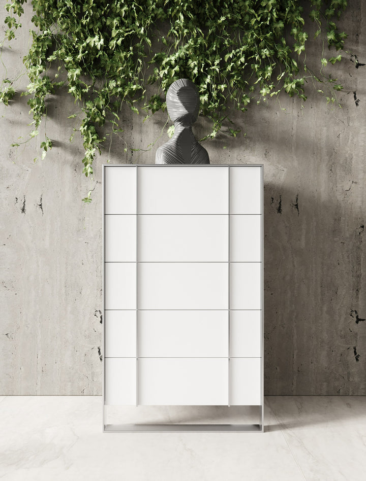 Cartier - Modern White + Stainless Steel Chest
