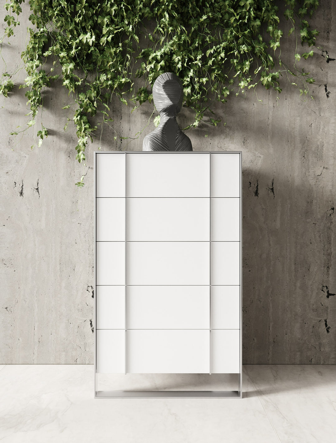 Cartier - Modern White + Stainless Steel Chest