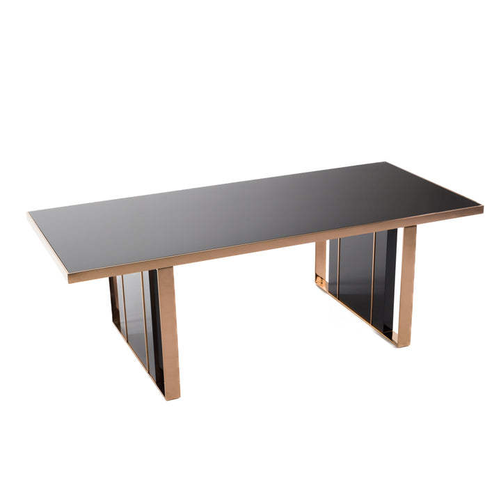 Cartier Modern Black &amp; Rosegold Dining Table Set