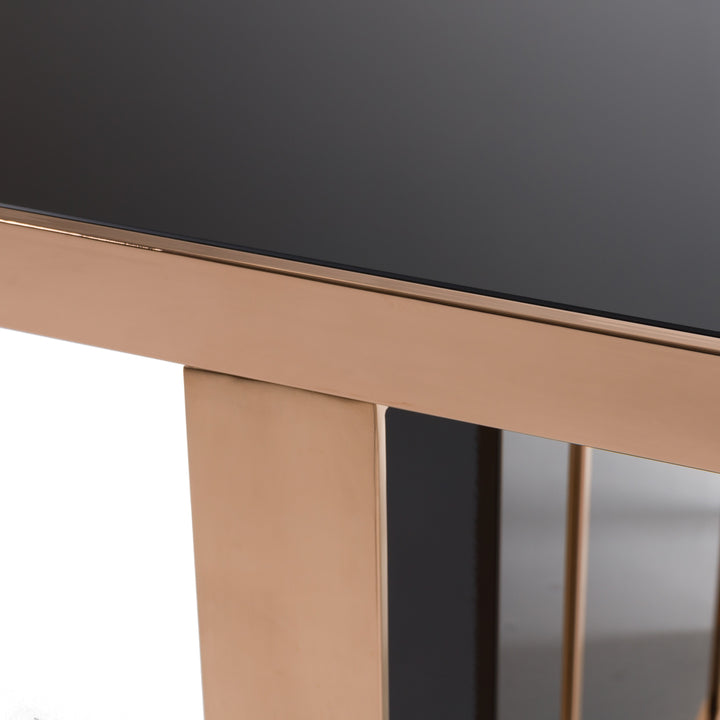 Cartier Modern Black &amp; Rosegold Dining Table