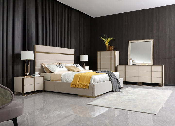 Cartier - Modern Beige Shagreen and Brushed Brass Dresser