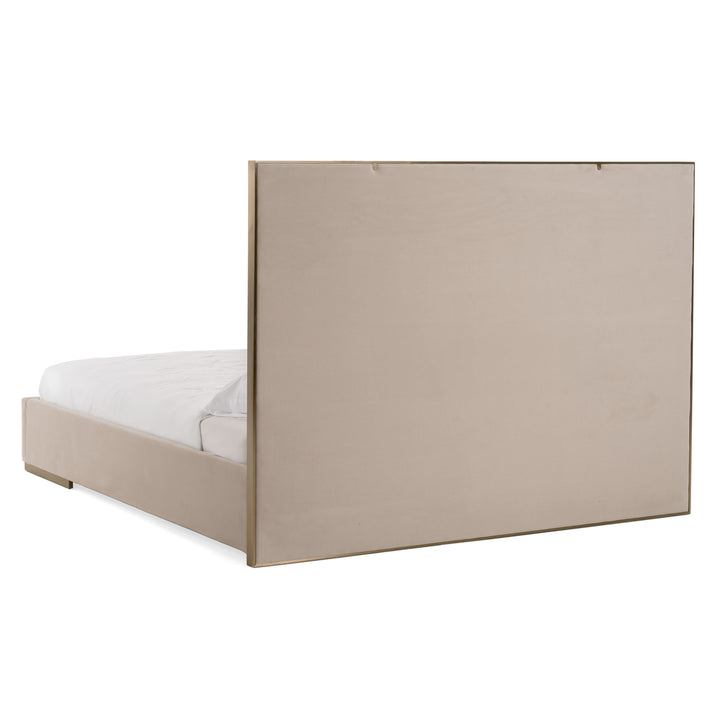 Cartier - Modern Beige Velvet  and  Brushed Brass Bed