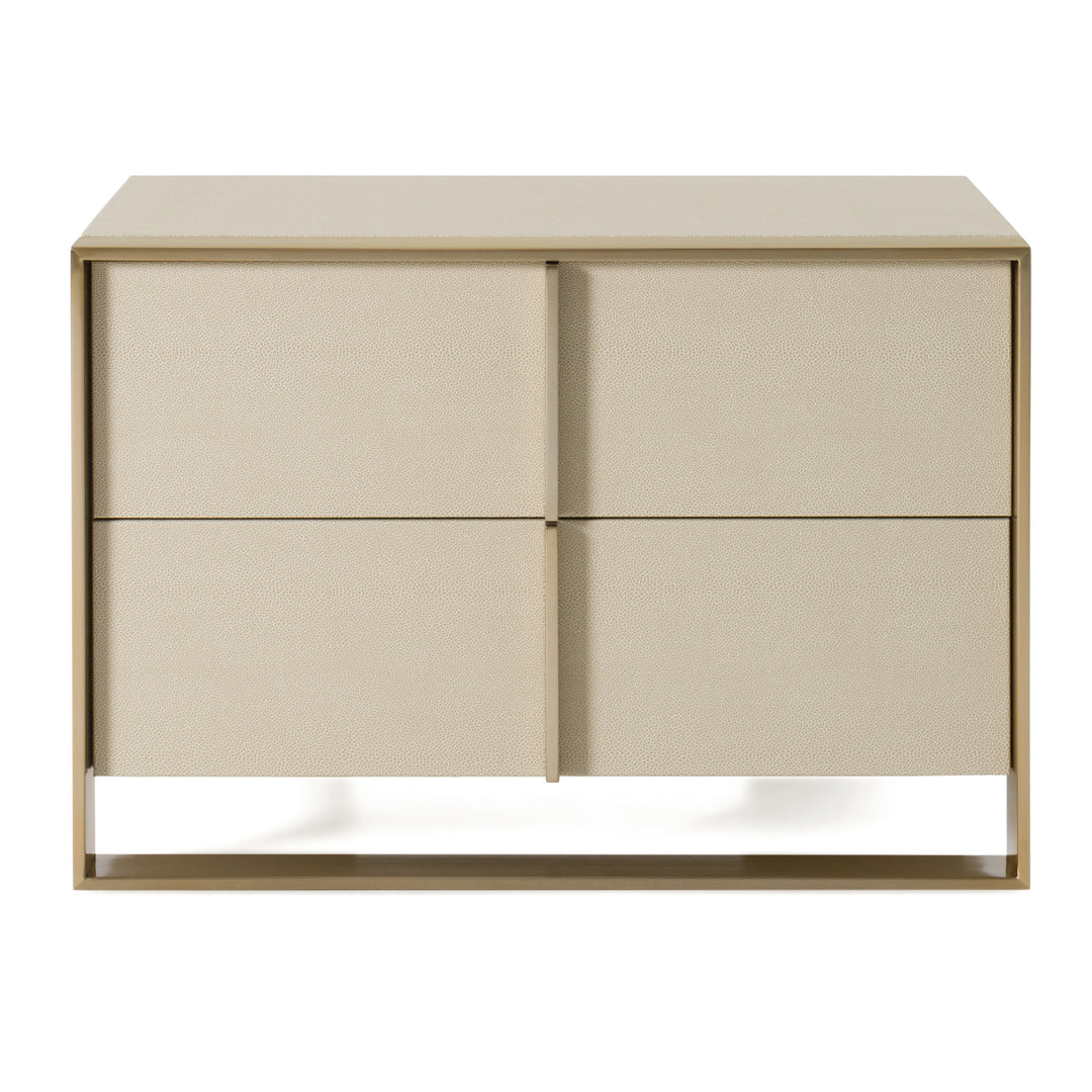 Cartier  Modern Beige Shagreen and Brushed Brass Nightstand
